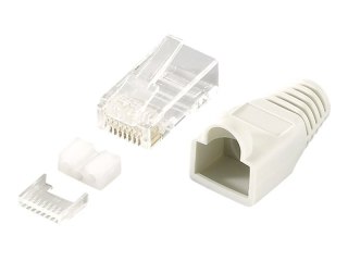 LogiLink - Złącze sieciowe - RJ-45 (M) - ekranowana - CAT 6 - bez wystających elementów - jasnoszary, RAL 7035 (pakiet 100)