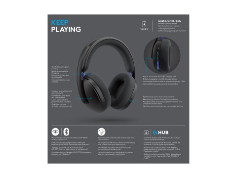 Logitech G G325 - Słuchawka - pełna wielkość - mocowanie nad uszami - Bluetooth / LIGHTSPEED - bezprzewodowa - USB-C za pośr. ad