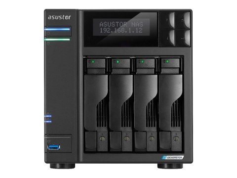ASUSTOR Lockerstor 4 Gen2+ AS6704T V2 - Serwer NAS - 4 wnęki - SATA 6Gb/s - RAID JBOD, 0, 1, 5, 6, 10 - RAM 4 GB - 5 Gigabit Eth