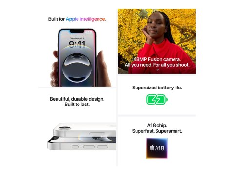 Apple iPhone 16e - 5G smartfon - podwójny SIM / Pamięć Wewnętrzna 128 GB - OLED display - 6.1" - 2532 x 1170 px - rear camera 48