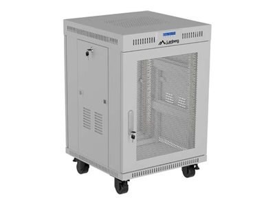 Lanberg FF01 series - Stojak szafa - 600 x 800, płaska paczka, z drzwiami siatkowymi - z termostat, wyświetlacz LCD, 4 wentylato